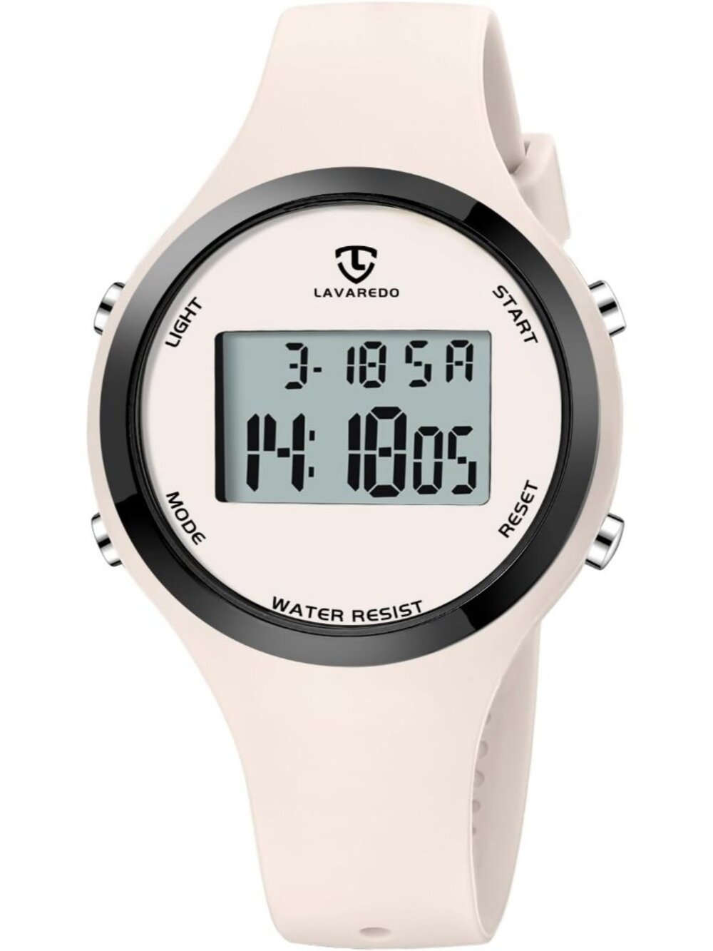 Women's All Off White Quartz Chronograph Waterproof Outdoor Sport Digital Watch